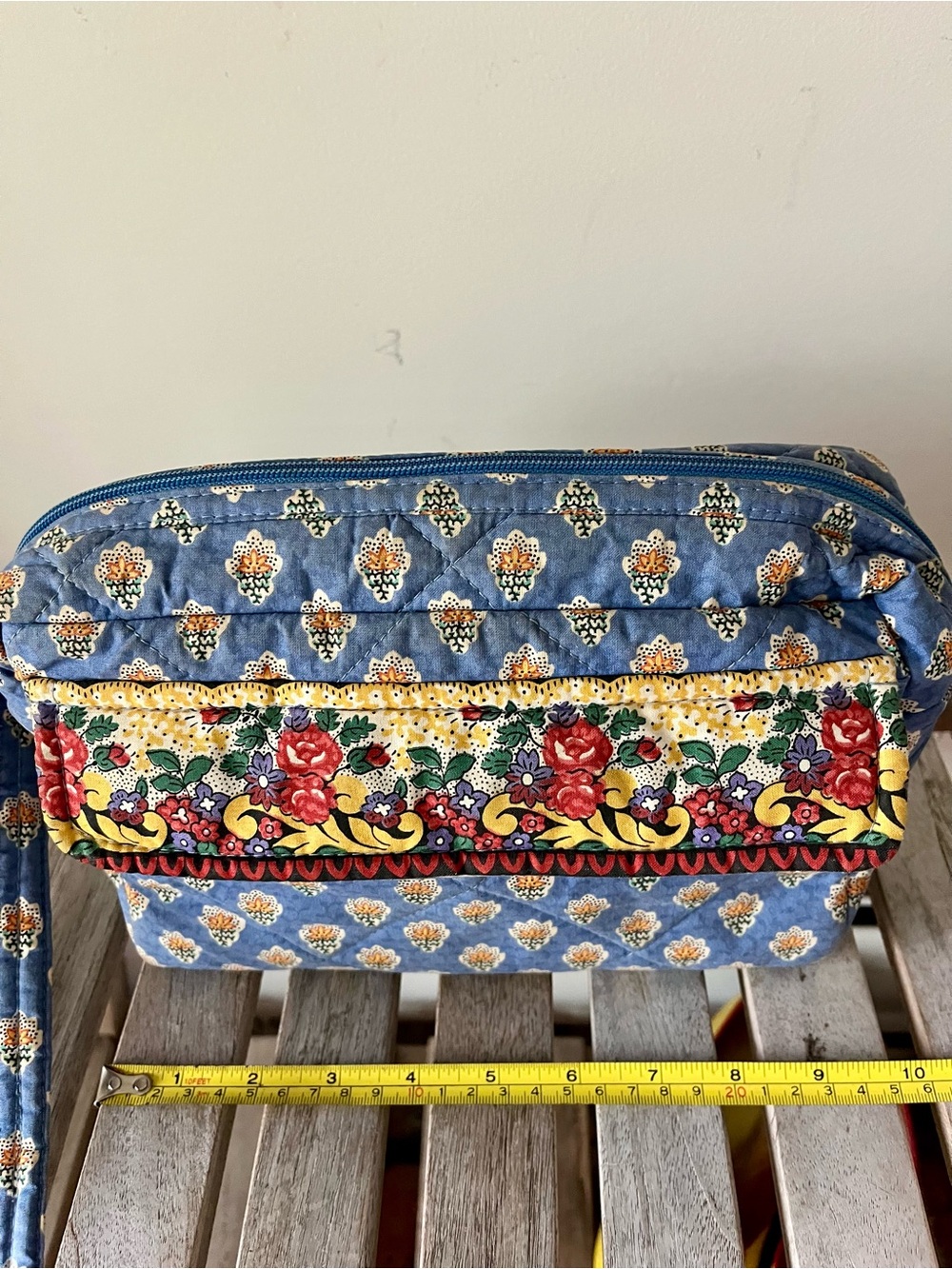 Pierre Deux Quilted Crossbody Bag Blue Floral French Country Vintage - Picture 13 of 15